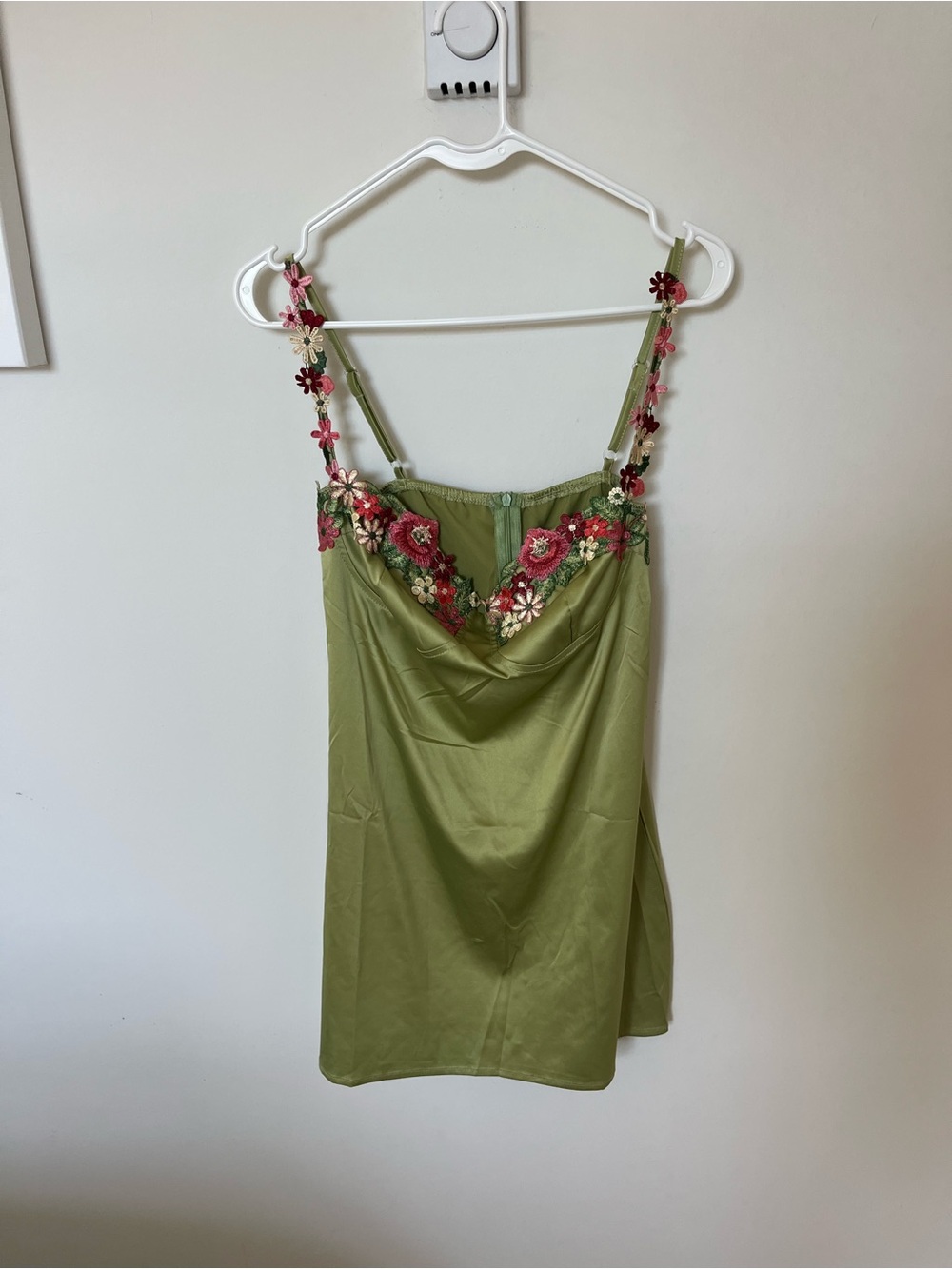 Green Floral Silk Going Out Dress